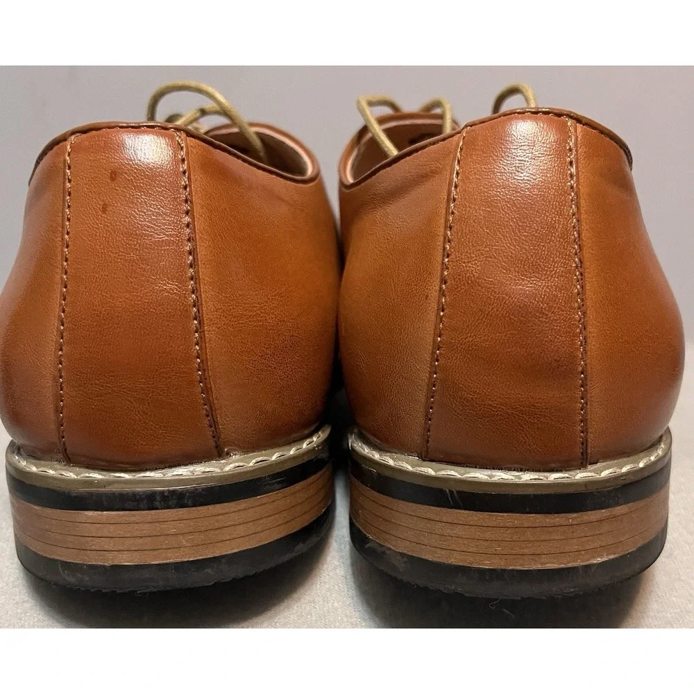 Zriang‎ Mens Dress Lace Up Oxfords Polished Brown Sz 13